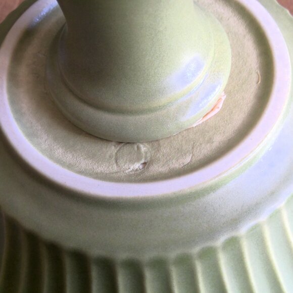 Hyalyn Pottery Pedestal Compote Bowl Green, Vintage VTG Mid-Century - Picture 6 of 7